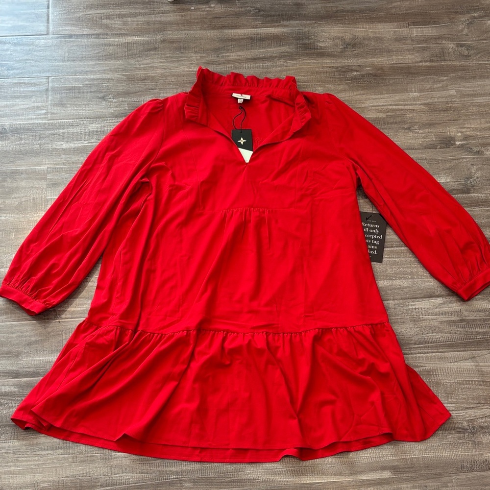 Red Tuckernuck Long Sleeve  Dress